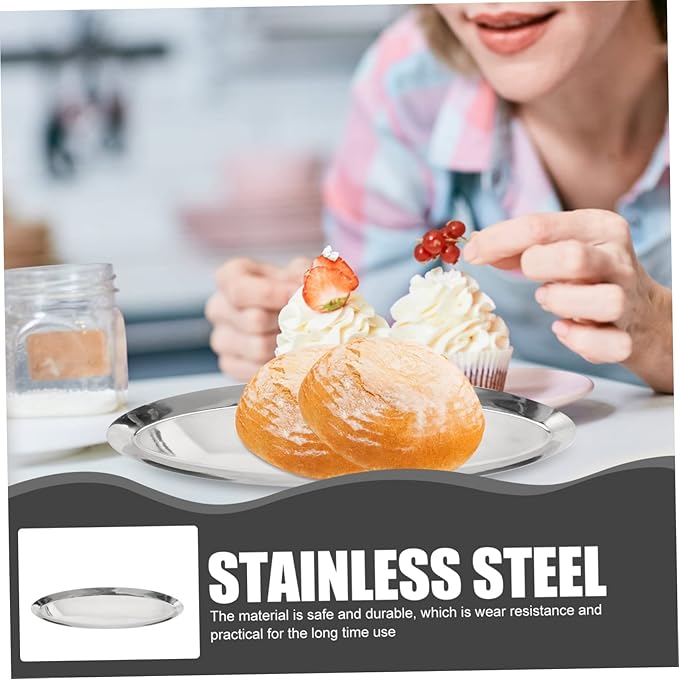 OUNONA Stainless Steel Oval Serving Tray Elegant Food Storage Plate Metal Towel Tray for Snacks Fruits Desserts for Parties Home and Restaurants