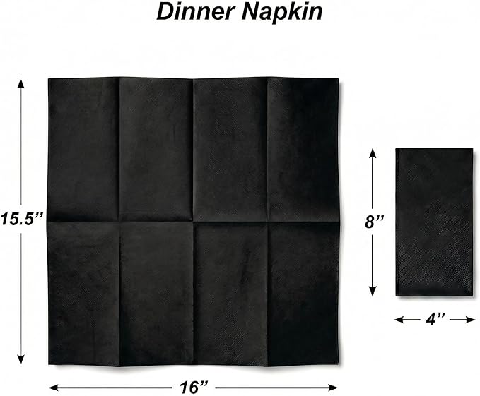 AMERICAN HOMESTEAD Paper Napkins - Black Disposable Linen-Like Dinner Napkins - Restaurant-Quality Table Serviettes for Weddings, Parties, and Events - 15.75" x 15.75" - 50 Count