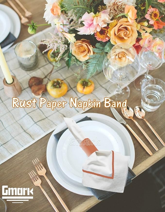 Gmark Paper Napkin Band Box of 2500 (Rust), Paper Napkin Rings self Adhesive GM1053