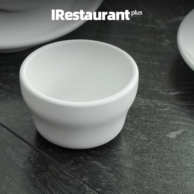 Stoneware Narrow Rim Commercial Grade Dinnerware Bright White, Bouillon Cup 7.25oz, Case of 36