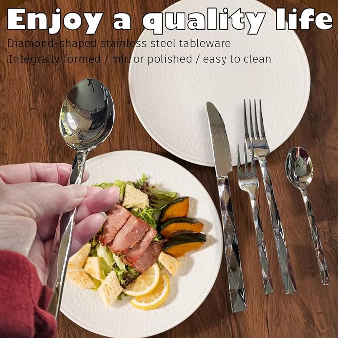 Silverware Set for 4, 20 Piece Heavy Duty Stainless Steel Serving Flatware Utensils Set, Mirror Finish, Elegant & Durable, Modern Design Dishwasher Safe Cutlery Set for Home Wedding Housewarming