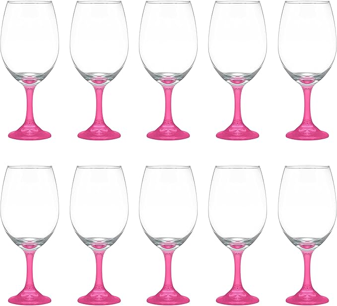 DISCOUNT PROMOS Rioja Grand Wine Glasses 20.75 oz. Set of 10, Bulk Pack - Perfect for Hotel, Bar, Restaurant or Lounge - Pink