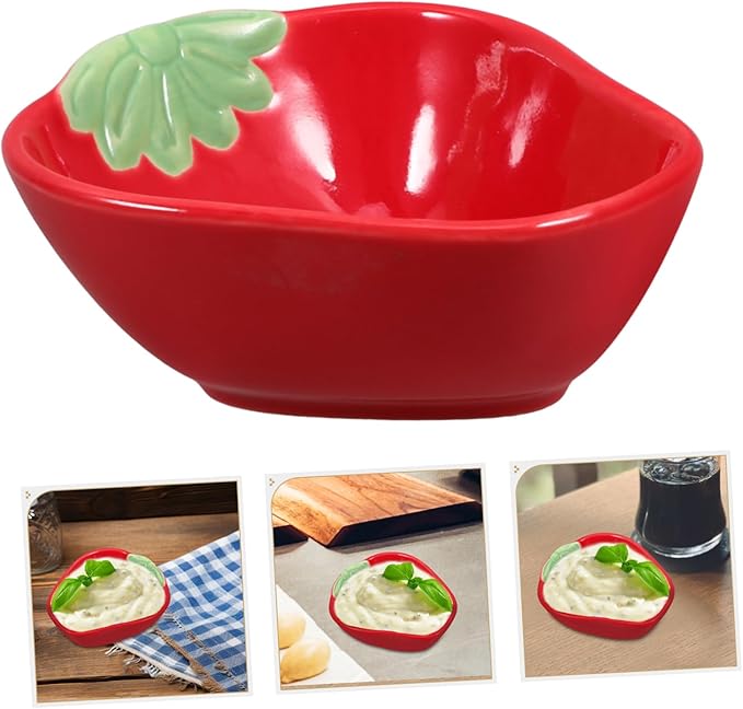 OUNONA Strawberry Vinegar Sauce Dish Ceramic Mustard Plate Small Ceramic Plate for Condiments
