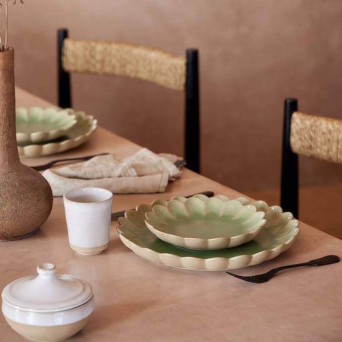 Costa Nova Ceramic Stoneware 7" Appetizer Plate - Marrakesh Collection, Eucalyptus| Microwave & Dishwasher Safe Dinnerware | Food Safe Glazing | Restaurant Quality Dinnerware
