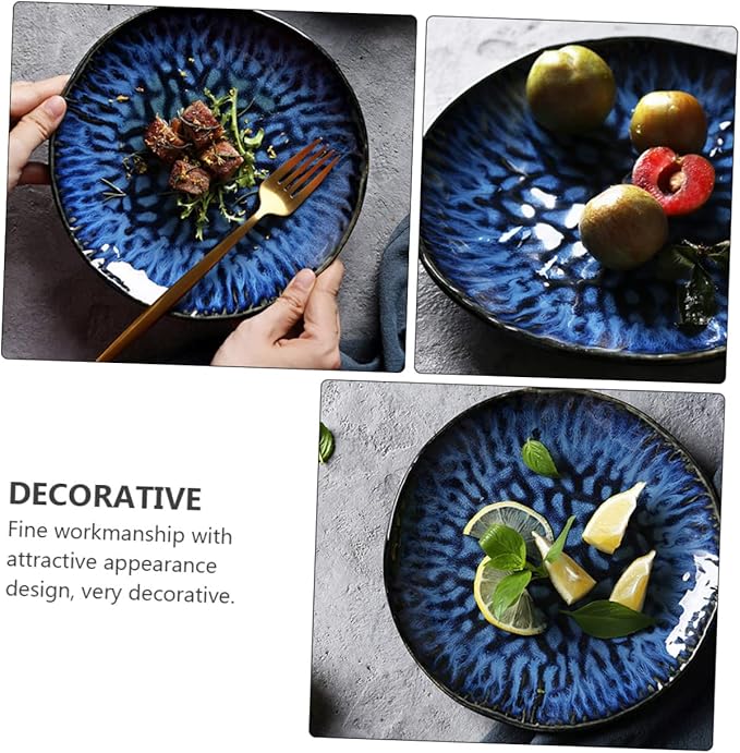 Ciieeo 1pc Vintage Looking Ceramic Plate Stylish Western Food Serving Great for Everyday Meals Banquets Celebrations