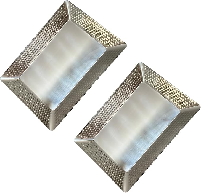 Stainless Steel Silver Serving Tray,Rectangle Hammered Metal Platters 2 Packs