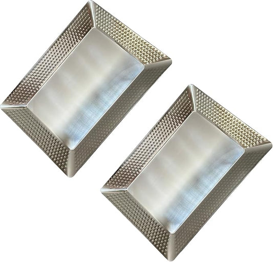 Stainless Steel Silver Serving Tray,Rectangle Hammered Metal Platters 2 Packs
