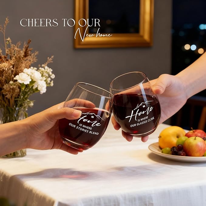 AW BRIDAL House Warming Gifts New Home Wine Glasses and Decanter Set, 2025 Closing Gifts for Home Buyers and Homeowner, New Apartment Gift Basket for Women Friend, First House Gift for Couple Newlywed