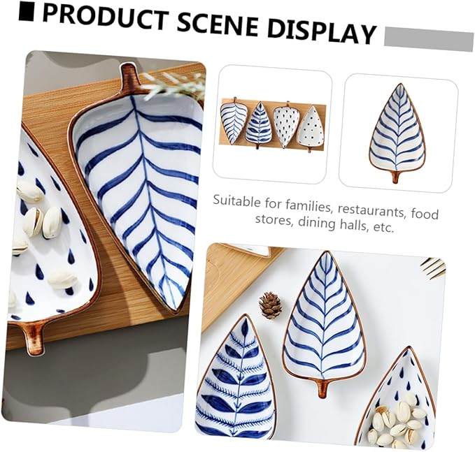Cabilock Leaf Shape Mini Sauce Plates Ceramic Household Dipping Dishes for Snacks Seasonings and Appetizers Easy to Clean for Desserts and Side Dishes