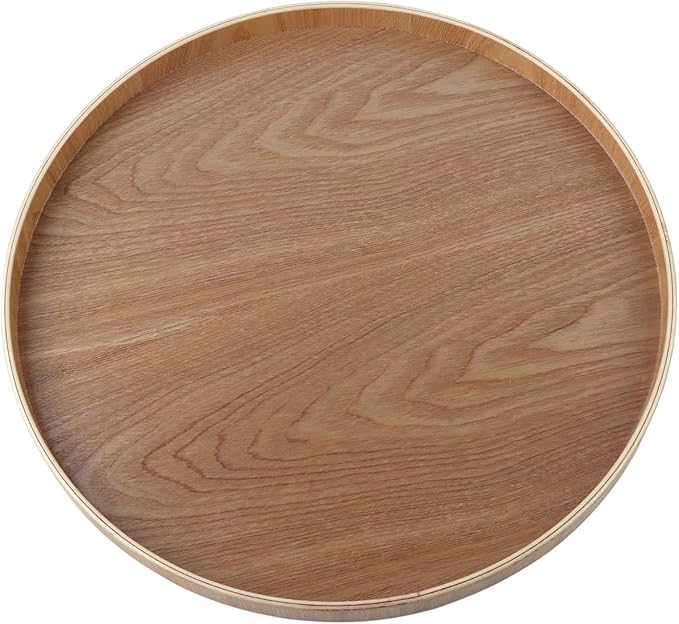 19” Black Round Leather Tray For Coffee Table,Black Round Serving Tray,Black Round Tray Round Shape Solid Wood Tea Coffee Snack Food Meals Serving Tray Plate Restaurant Trays Black (Wood)