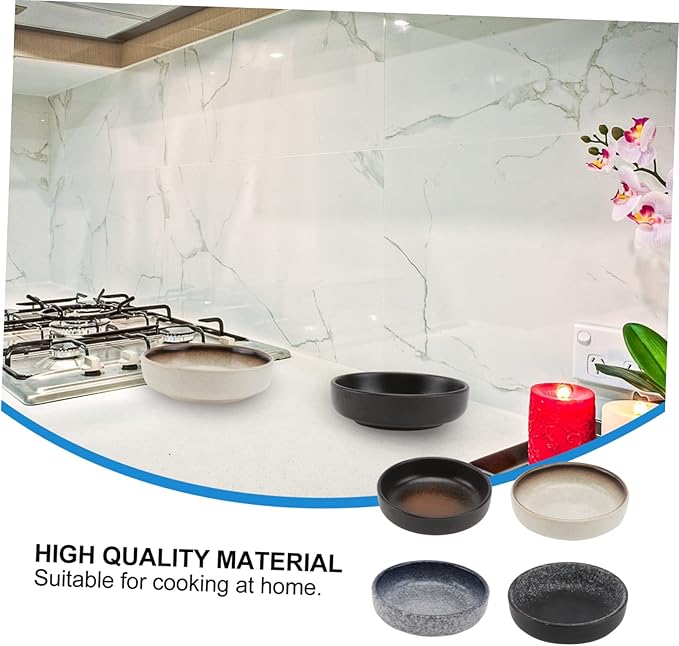 Cabilock 4pcs Multifunctional Ceramic Flavor Dishes Small Appetizer Plates for Sauces Condiments and Side Dishes Stain and Scratch Resistant with Stable Base Mixed Colors