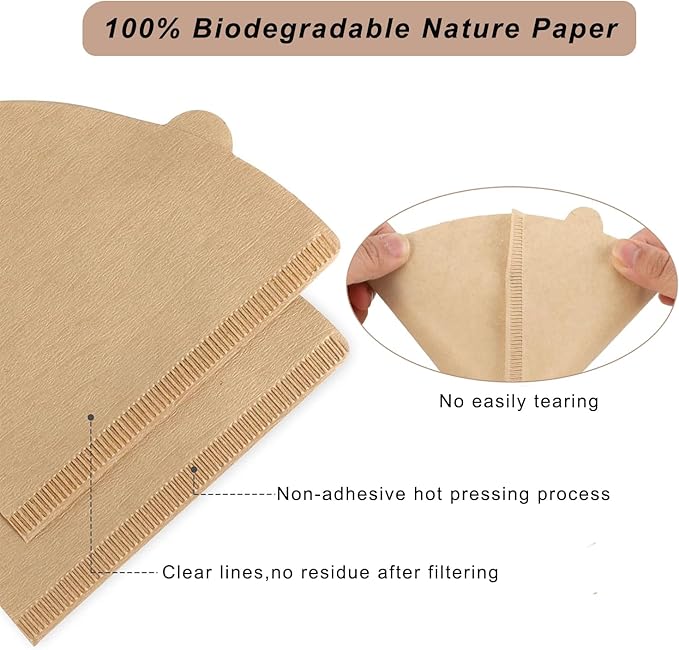 Adove Coffee Filter, Size 02 Cone Coffee Filters Disposable, 200 Count Unbleached Natural Paper Filters 2-4 Cup, 2 Cone For Pour Over and Drip Coffee Maker (200)