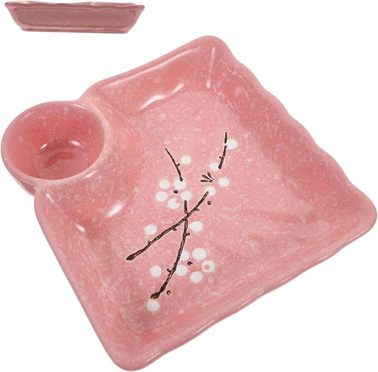 Unomor Ceramic Sauce Dish Dipping Bowl Pink Appetizer Plates for Home and Catering Seasoning Saucer for Condiments and Dishes Easy to Clean