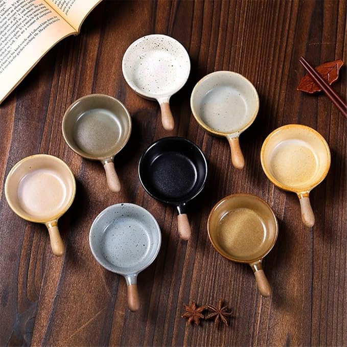 Appetizer Plates Ceramic Sauce Dishes Appetiser Dishes Ketchup Side Dish Condiment Relish Plate with Grip Handle for Condiment