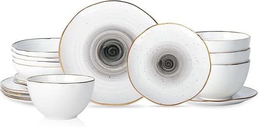 Christian Siriano Luma 16-Piece Dinnerware Set Porcelain, Black