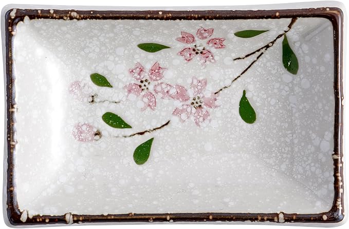 4 Inch Ceramic Sauce Dish Japanese Seasoning Dishes Rectangular Sushi Dipping Bowl Appetizer Plates Serving Snack Dishes for Home Kicthen (72Pack, Pink Sakura)