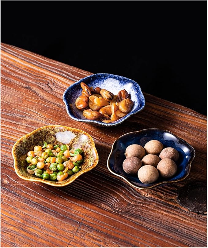 Appetizer Plates Retro Cuisine Restaurant Home Ceramic Small Plate Creative Snack Dish Soy Sauce Dish Dip Cheap Plates(A)