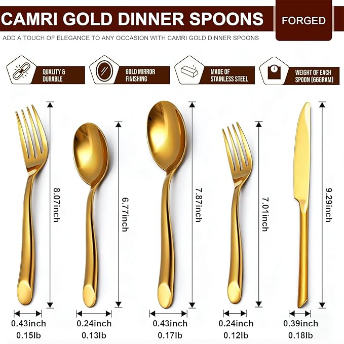 Gold 20-Piece Silverware Set, Elegant Stainless Steel Flatware Set, Cutlery Set Mirror Polished, Dishwasher Safe, Service for 4