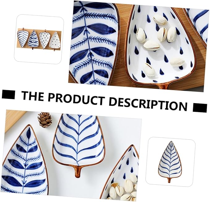 Cabilock Leaf Shape Mini Sauce Plates Ceramic Household Dipping Dishes for Snacks Seasonings and Appetizers Easy to Clean for Desserts and Side Dishes