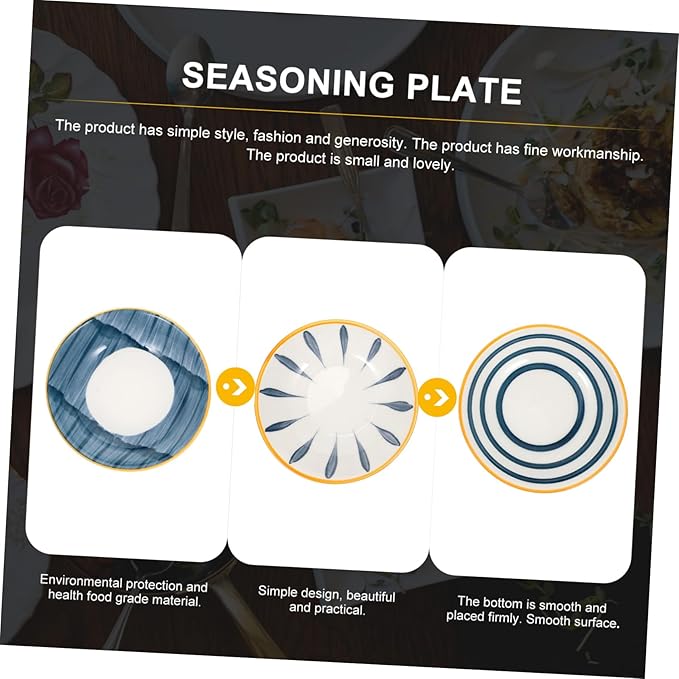 4pcs Ceramic Sauce Dishes Japanese Style Serving Plates for Sushi Soy Sauce Vinegar Seasoning Dipping Appetizer