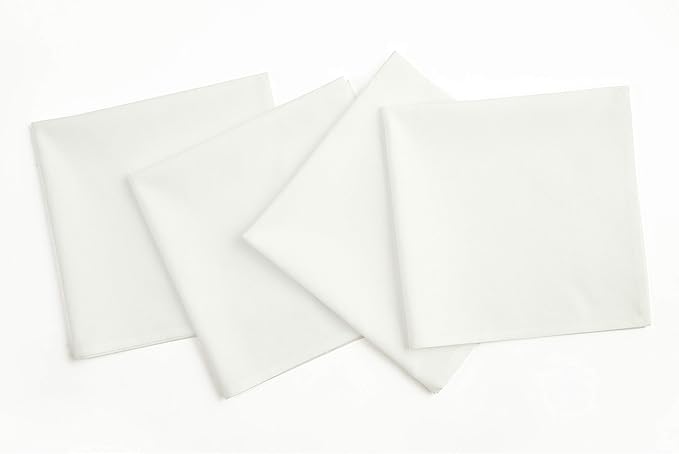 Solino Home White Cloth Napkins Set of 4 - Dru Cotton Linen Dinner Napkins 20 x 20 Inch for Winter, Christmas, Holiday, New Year - Handcrafted and Machine Washable