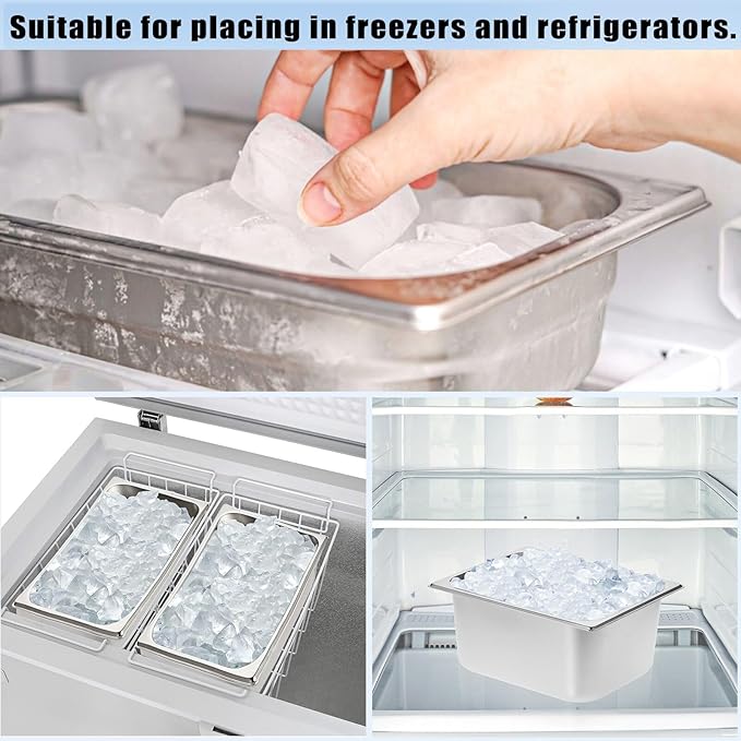 OwnMy 2PCS Ice Buckets for Freezer, Stainless Steel Ice Bucket for Parties, Metal Ice Cubes Bin Storage Container for Freezer, Large Wine Beer Drink Cooling Buckets for Beverage Cocktails Champagne