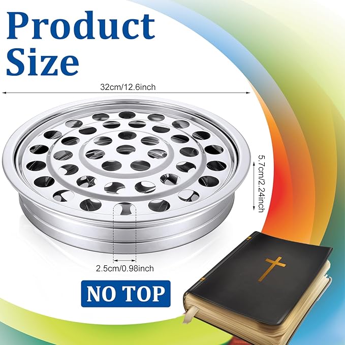 Suzile Holy Communion Trays House up 40 Cups Tary for Churches Stainless Steel Communion Plates Set, Not Included Lid(Silver)
