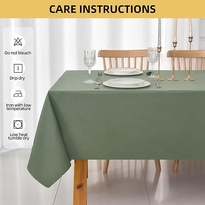 2-Pack 60x84 inch Sage Green Table Cloths, Solid Stain and Wrinkle Resistant Oblong Tablecloth, Premium Plain Weave Polyester Fabric Rectangle Table Linen Covers for Hotel, Banquet