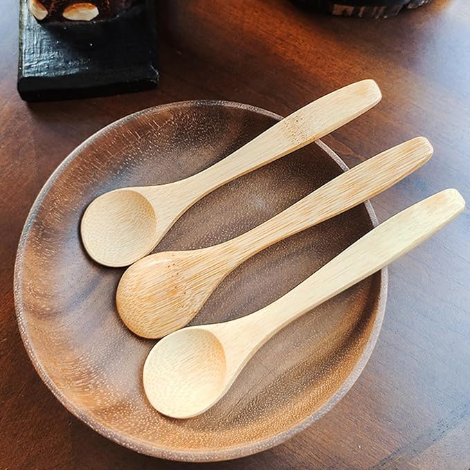 4 Pcs Small Wooden Spoons,6 Inch Mini Handmade Bulk Nature Tiny Spoons Little Wooden Teaspoons for Jars Sugar Coffee Creamer Honey Spices Salt Kitchen Supplies