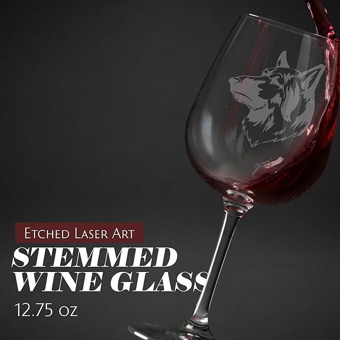 King Shepherd Dog Personalized Custom Themed Etched 12.75oz Wine Glass