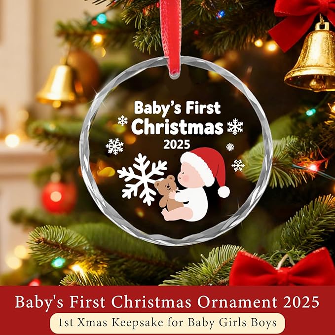 Babys First Christmas Ornament 2025 Baby Boy Girl Gifts Newborn Gifts Christmas Decorations My First Christmas Tree Ornaments Decorations Personalized Christmas Ornaments Stocking Stuffers
