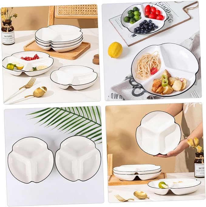 Ceramic Divided Plate Portion Control Dinnerware Heat Resistant Porcelain Tray with Compartments for Diet Parties Salads Appetizers and Home Use