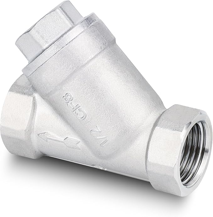 Industrial Plumbing Y Strainers NPT Female 1/2", Heavy Duty 304 Stainless Steel Y-Strainer, Y-Shaped Filter Valve Connector with 80 Mesh Screen to Remove Excess Impurities for Water Oil Gas DN15