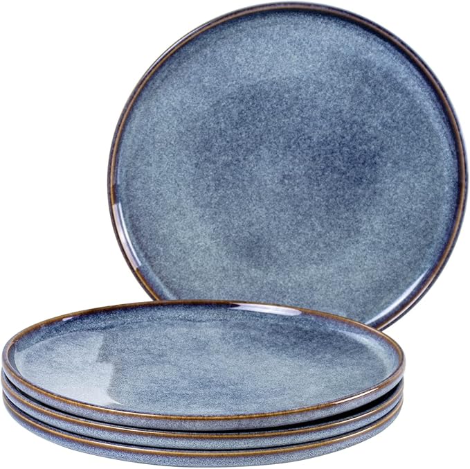 UNICASA 11 Inch Ceramic Dinner Plates Set of 4 – Large Blue Plates for Dinner, Salad, Dessert & Pasta, Durable Serving Dishes, Microwave & Dishwasher Safe