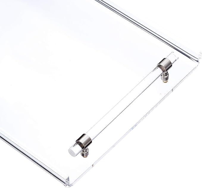 Acrylic Serving Tray, Breakfast Tray with Acrylic Handles, Decorative for Coffee Table & Kitchen, 16x12x2 inch