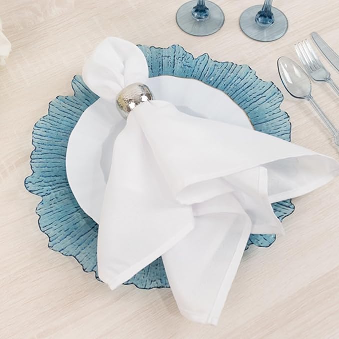 13" Charger Plates - Set of 24 - Acrylic Transparent Dusty Blue Round Reef Disposable Chargers, Ideal for Dinner Party Wedding Holiday Bulk Events