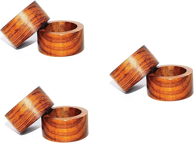 Napkin Rings for Dining Table, Classic Farmhouse Style, Holiday and Party Decor, Table Setting Accessories (Brown, 12.)