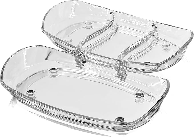 Prima Oblong 12" Glass Tray Set/2