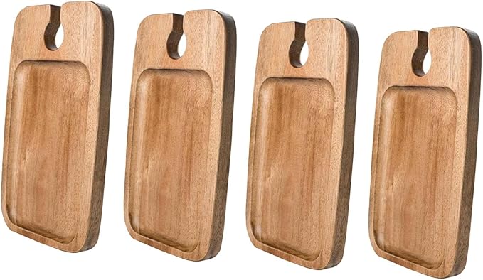 HouseVibe Appetizer Plate Cocktail Plate with Glass Holder Cheese Board Breakfast Tray for Home, 6 Inch Ceramic Plate with Stand- 4 Piece