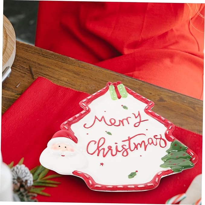 Christmas Tree Ceramic Plate Versatile Dipping Dish for Condiments Fruits Nuts Unique Holiday Serving Platter for Festive Table Settings