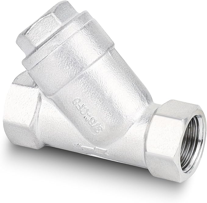 Industrial Plumbing Y Strainers NPT Female 3/8", Heavy Duty 304 Stainless Steel Y-Strainer, Y-Shaped Filter Valve Connector with 80 Mesh Screen to Remove Excess Impurities for Water Oil Gas DN10
