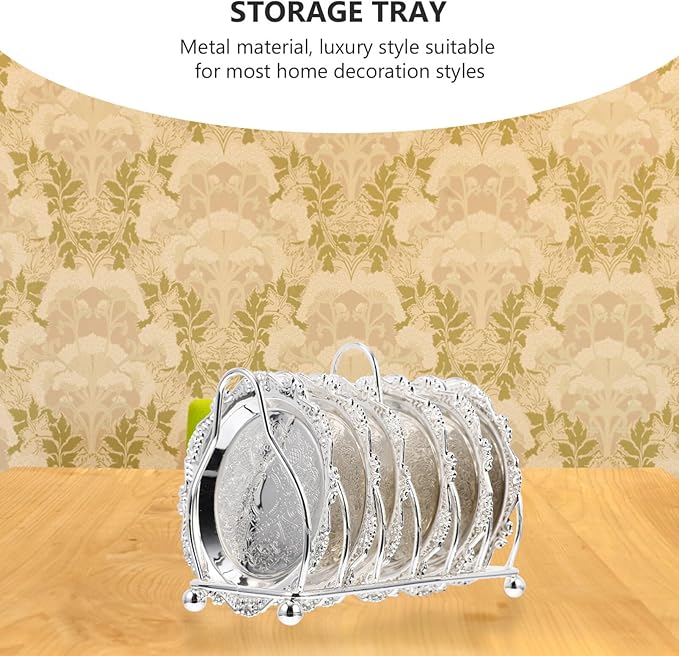 BESTonZON 1set Creative Snack Plate with Rack Silver Serving Tray for Chips and Appetizers Versatile Home Decoration for Kitchen Dining Room and Living Room