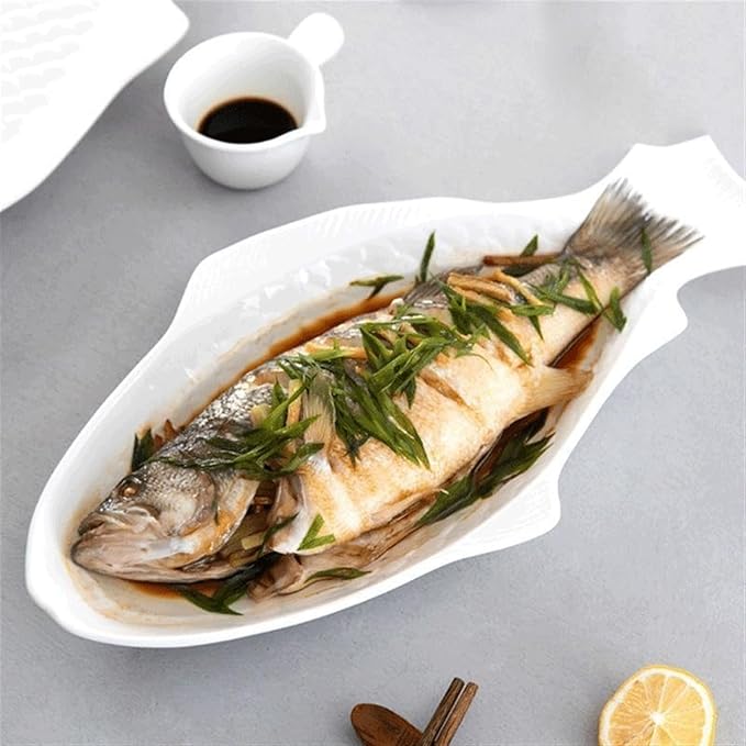 SONGCHAO Party Supplies Creative Fish-shaped Ceramic Plate Household Fish Plate Steamed Fish Plate Restaurant Snack Plate Kitchen Tableware Party Plates