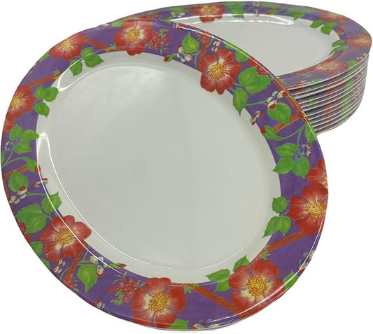 Mystic Romance Melamine 12-Piece Accent Plates, Lightweight Melamine Material (Purple)