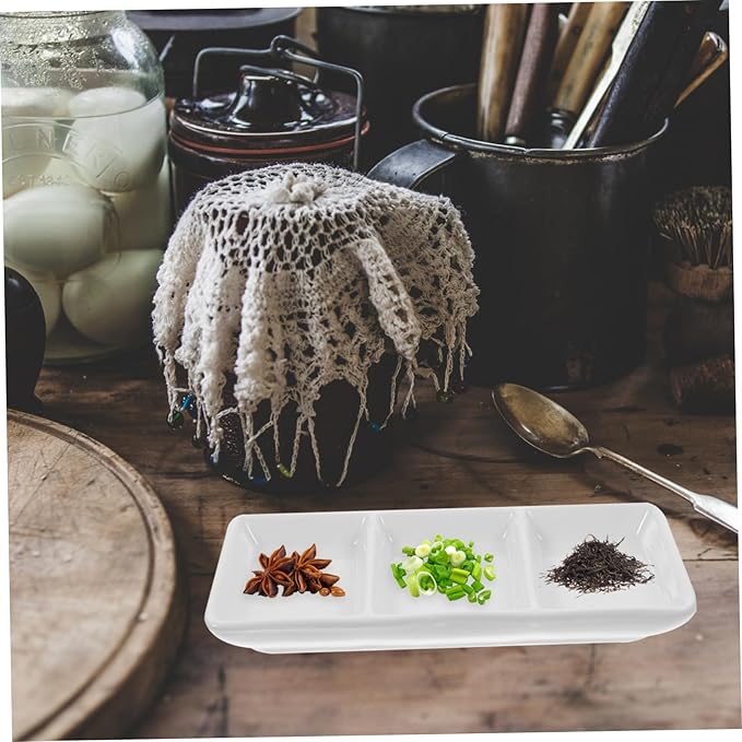 2Pcs Ceramic Snack Plates Rectangular Dishes for Dipping Seasoning and Appetizers Versatile Use for Home School and Restaurants