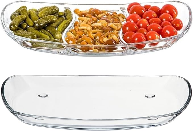 Prima Oblong 12" Glass Tray Set/2