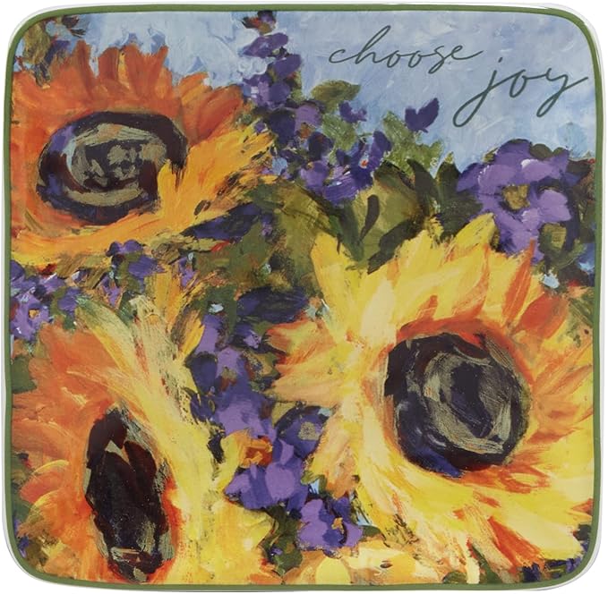 Certified International Sunflower Bouquet 6" Canape/Luncheon/Appetiser Plates, Assorted Designs, Small, Multicolor, Set of 4