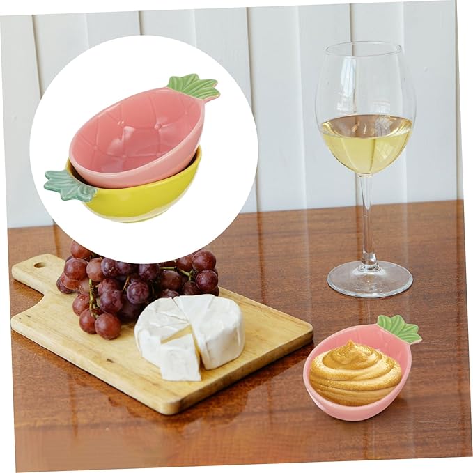 ABOOFAN 2pcs Pineapple Shape Ceramic Seasoning Dish Set Food Sauce Plates for Appetizers Versatile Flavor Dishes for Home Use for Soy Sauce and Vinegar