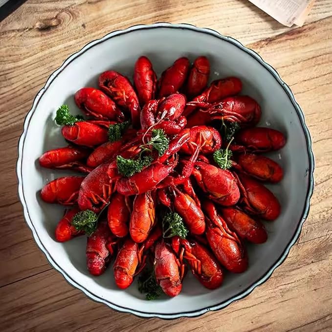 Kitchen Plates Ceramic Deep Plate Household Crayfish Plate Retro Fruit Plate Vegetable Plate Soup Plate Boiled Vegetable Plate Restaurant Plates