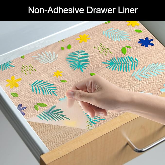 Cooyes Shelf Liner – Premium Non-Adhesive Cabinet & Drawer Liner for Kitchen – Waterproof Shelf Paper with Modern Pattern – Durable EVA Cabinet Mat – Easy to Cut （23.6" W x 236" L）
